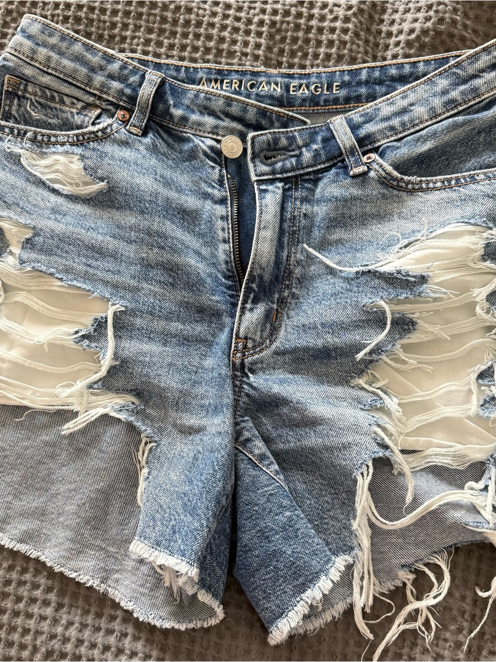 American Eagle Outfitters Light Blue Distressed Denim Cutoff Shorts
